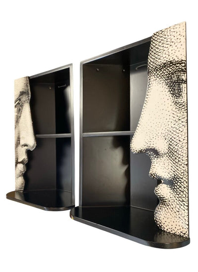 PAIR - Barnabe Fornasetti Pair of Corner Shelves Milan Italy (Set of 2)