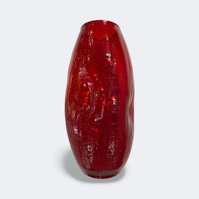 MCM Pilgrim Glass No. 60 Dimpled Ruby Crackle Glass Vase
