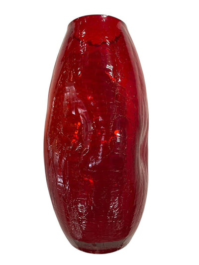 MCM Pilgrim Glass No. 60 Dimpled Ruby Crackle Glass Vase