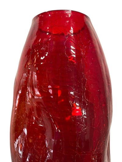 MCM Pilgrim Glass No. 60 Dimpled Ruby Crackle Glass Vase