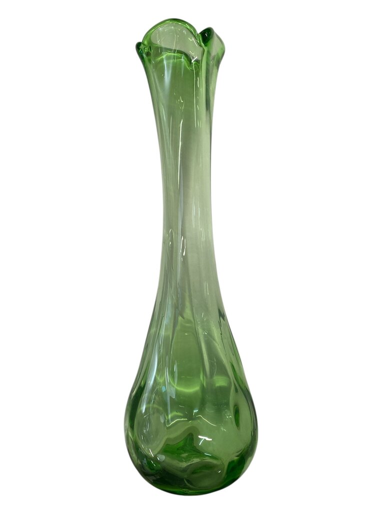 Vintage MCM Green Glas Swung Vase