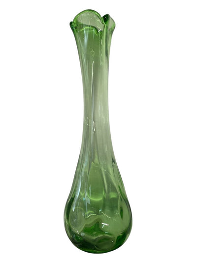 Vintage MCM Green Glas Swung Vase