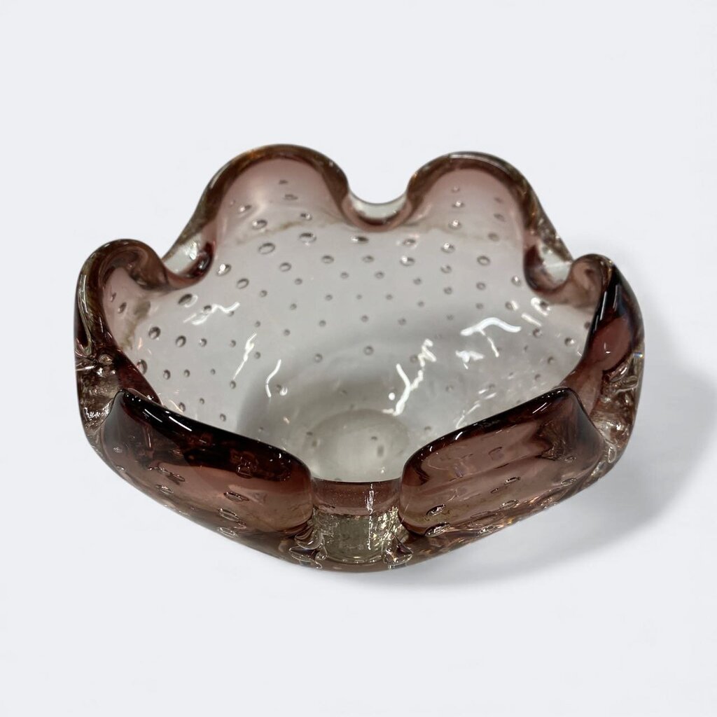 Vintage Amethyst Controlled Bubble Art Glass Bowl