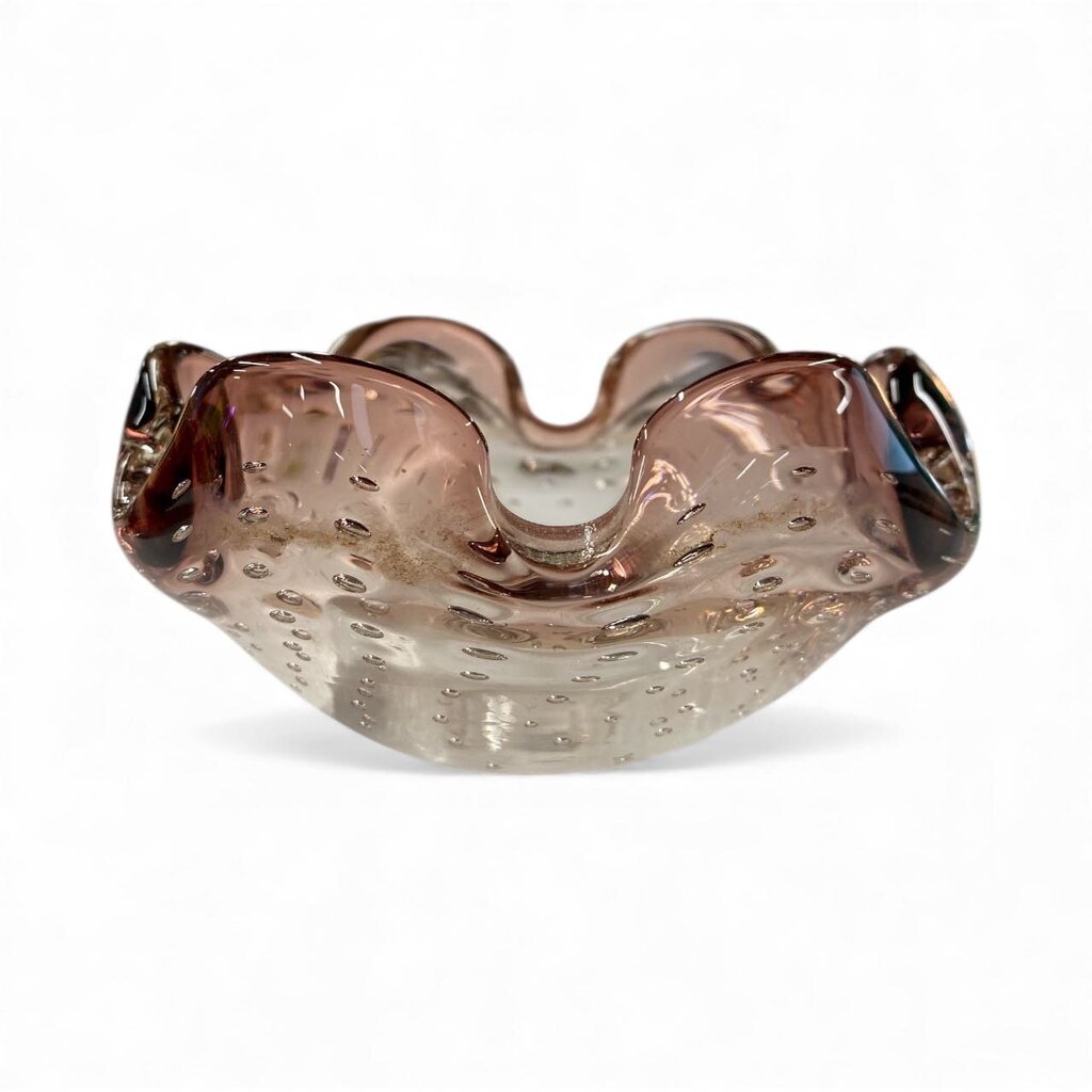 Vintage Amethyst Controlled Bubble Art Glass Bowl