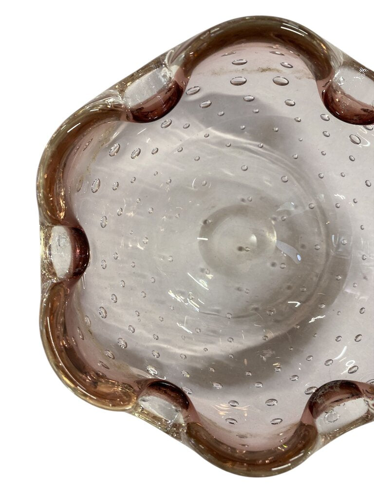 Vintage Amethyst Controlled Bubble Art Glass Bowl