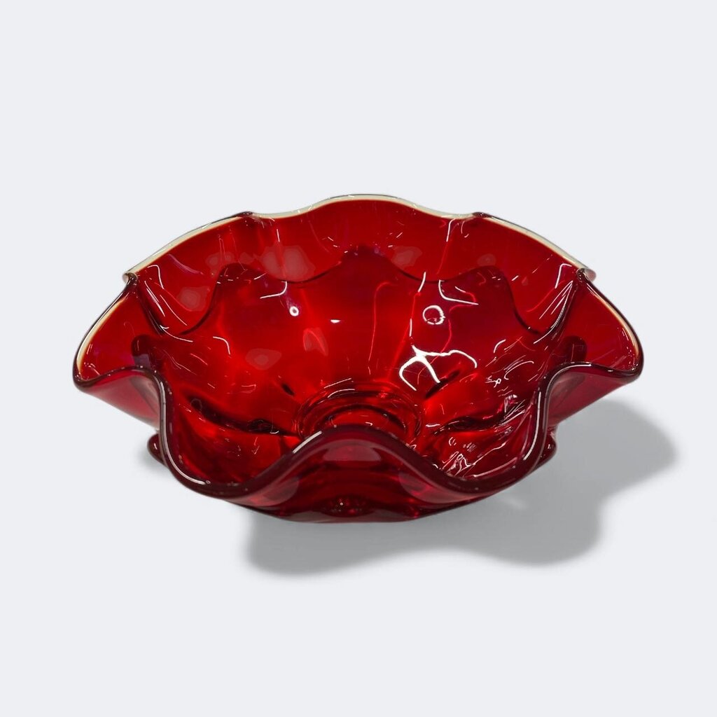 Vintage Ruby Red Art Glass Bowl