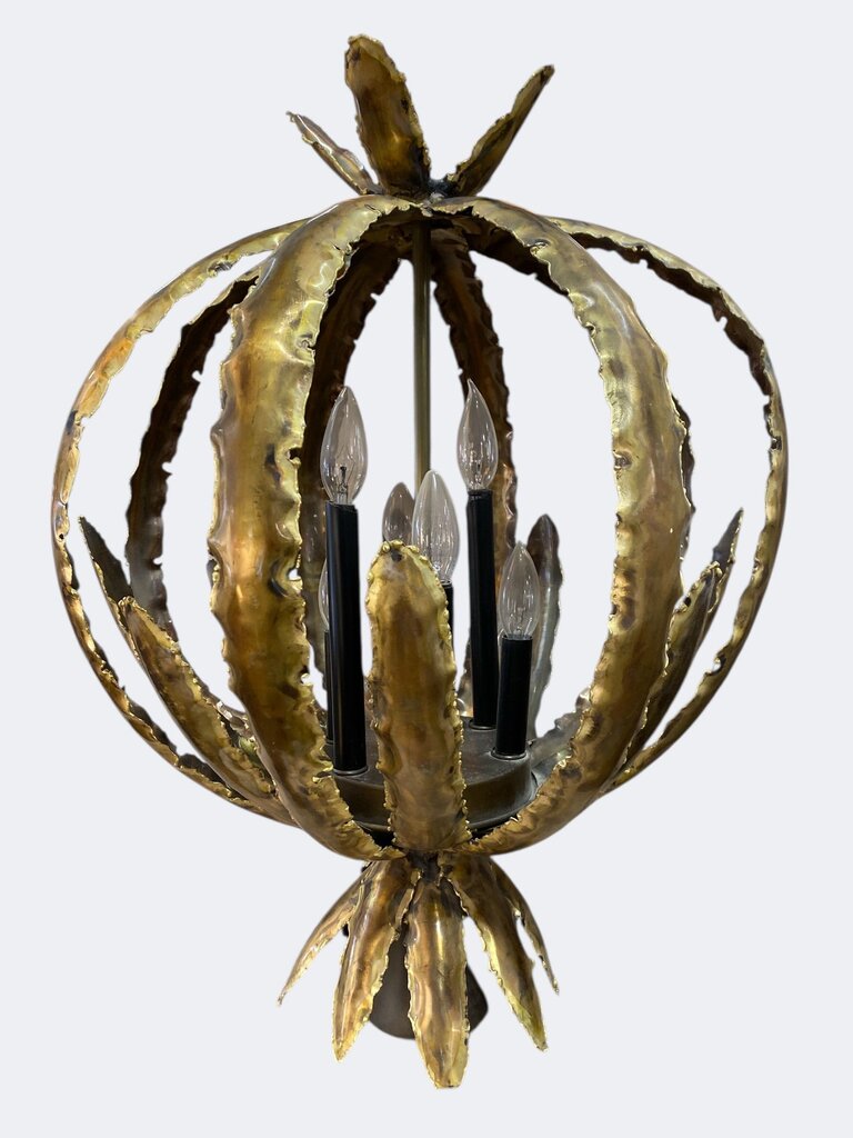 Vintage Tom Greene Feldman Brutalist Torch Cut Chandelier