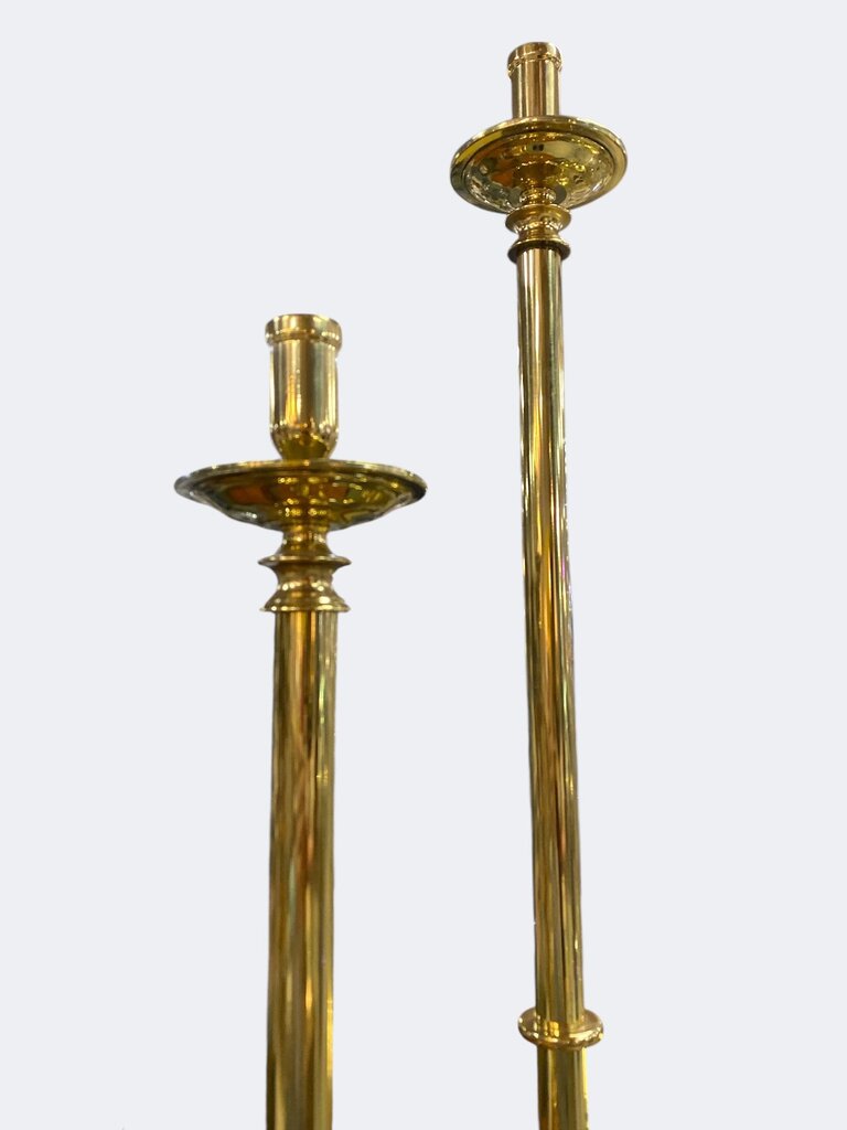 Vintage Pair of Tall Brass Candlesticks by Padua (Set of 2)
