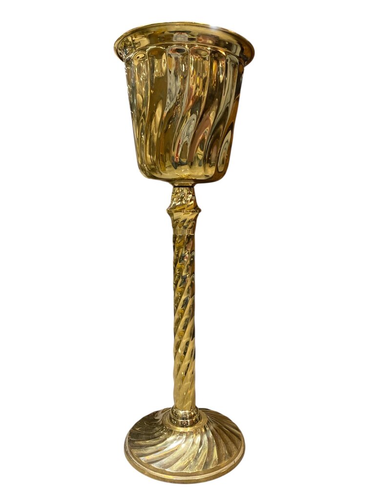 Vintage Brass Champagne Bucket on a Pedestal Stand