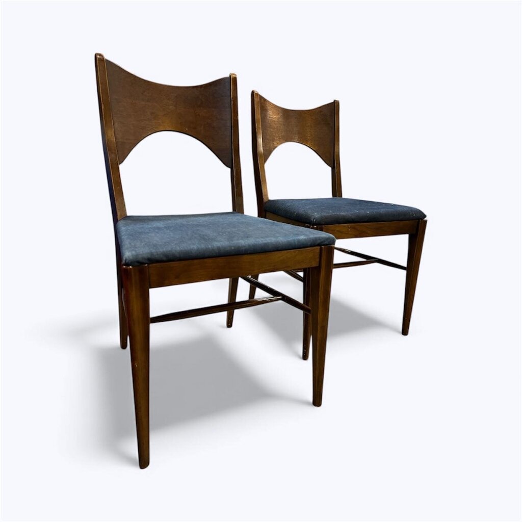 Mid-Century Modern Pair of Walnut Bowtie Dining Chairs by Lenoir (Set of 2)