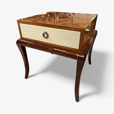 Mid Century Parquet Top End Table