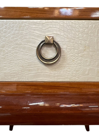 Mid Century Parquet Top End Table