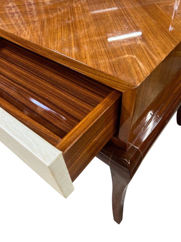 Mid Century Parquet Top End Table