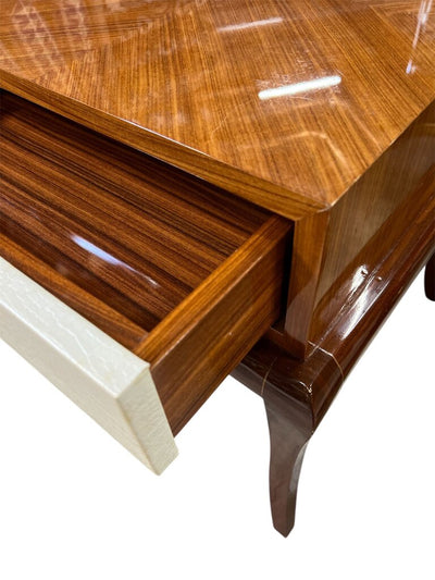 Mid Century Parquet Top End Table