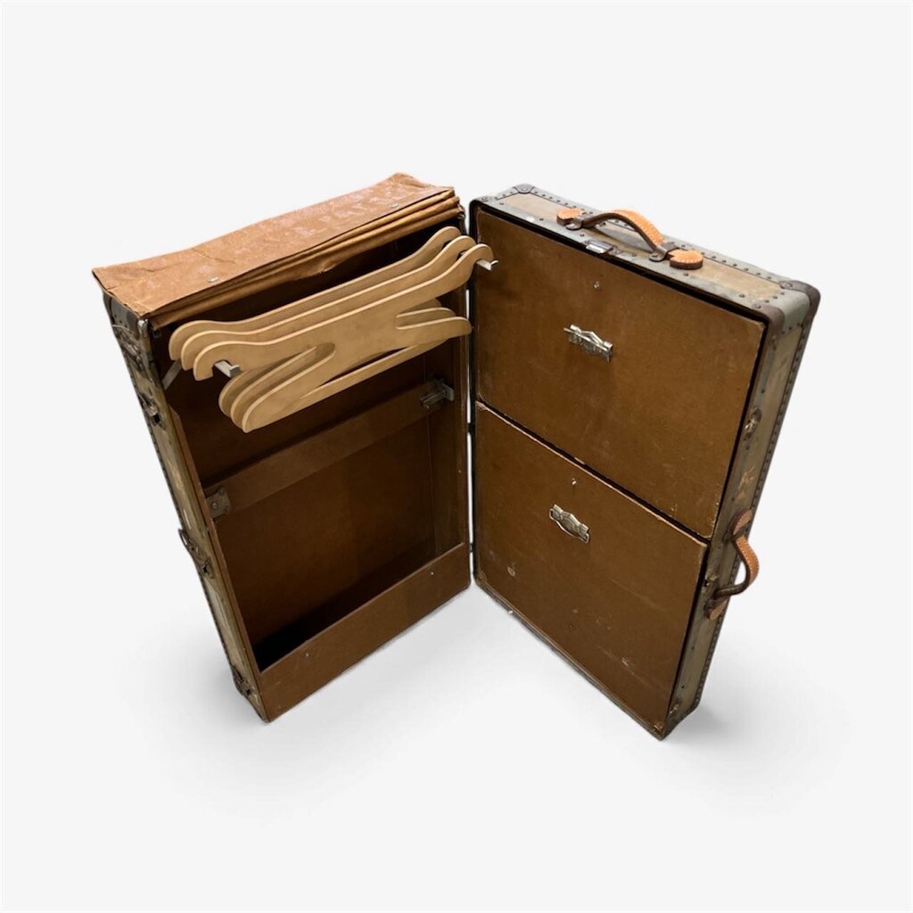 Antique Skinny Wardrobe Steamer Trunk