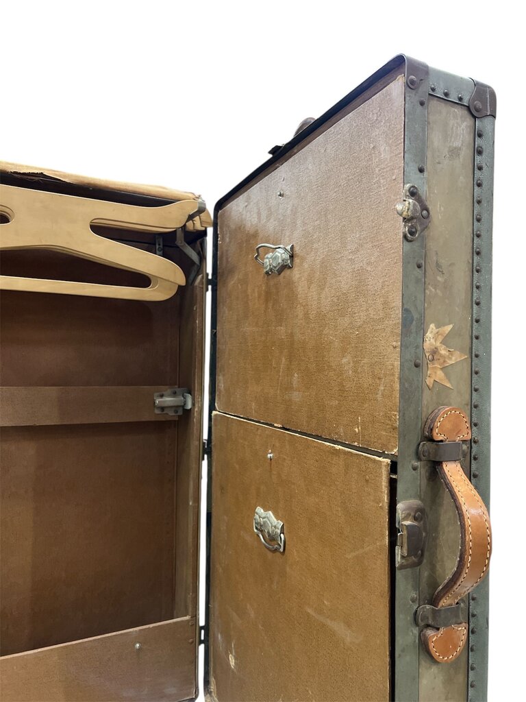 Antique Skinny Wardrobe Steamer Trunk