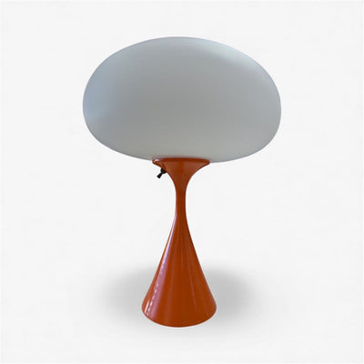 Mid Century Pair Laurel Mushroom Lamp in Orange (Set of 2)