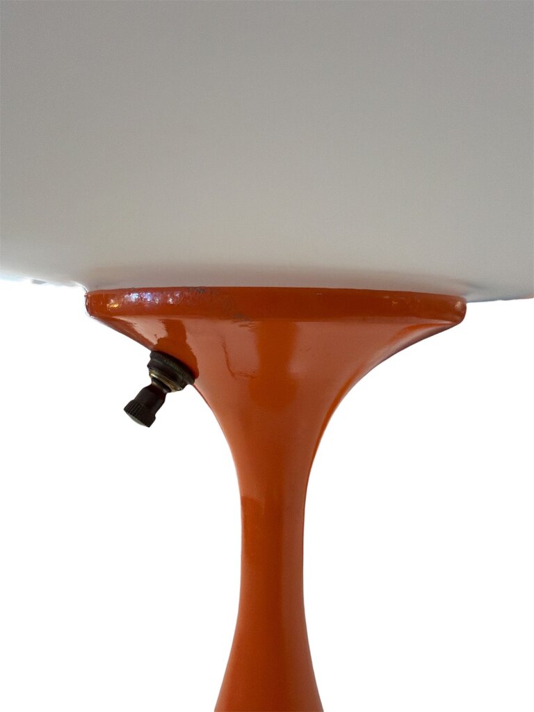 Mid Century Pair Laurel Mushroom Lamp in Orange (Set of 2)