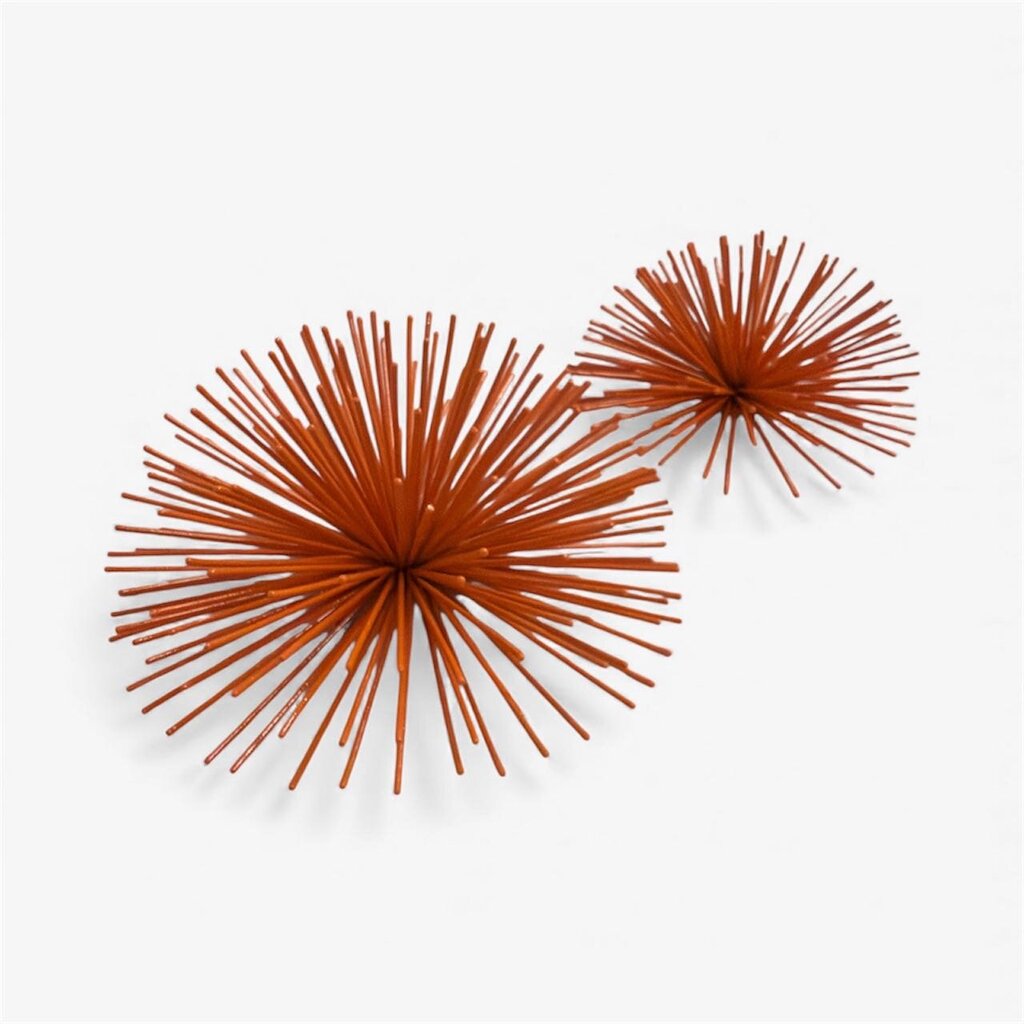Modern Pair of Orange Sea Urchins (Set of 2)