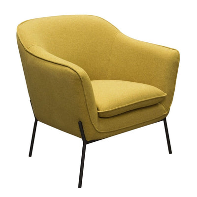 Modern Status Accent Chair in Plush Yellow Fabric with Stylish Metal Legs