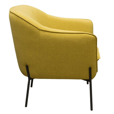 Modern Status Accent Chair in Plush Yellow Fabric with Stylish Metal Legs
