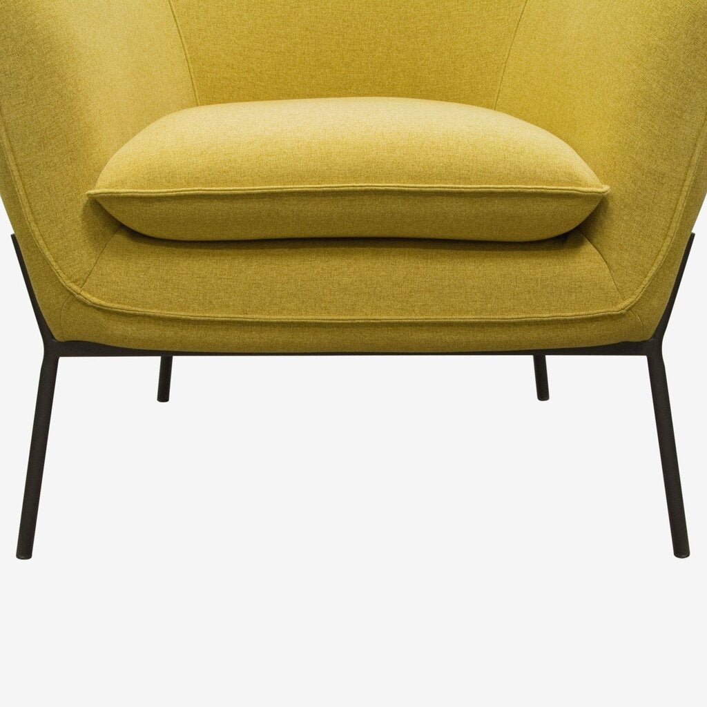 Modern Status Accent Chair in Plush Yellow Fabric with Stylish Metal Legs