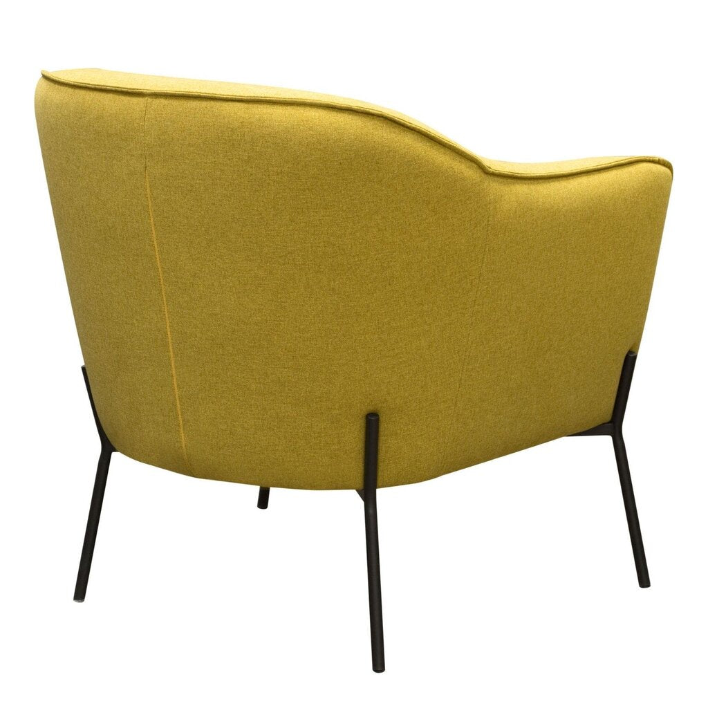 Modern Status Accent Chair in Plush Yellow Fabric with Stylish Metal Legs