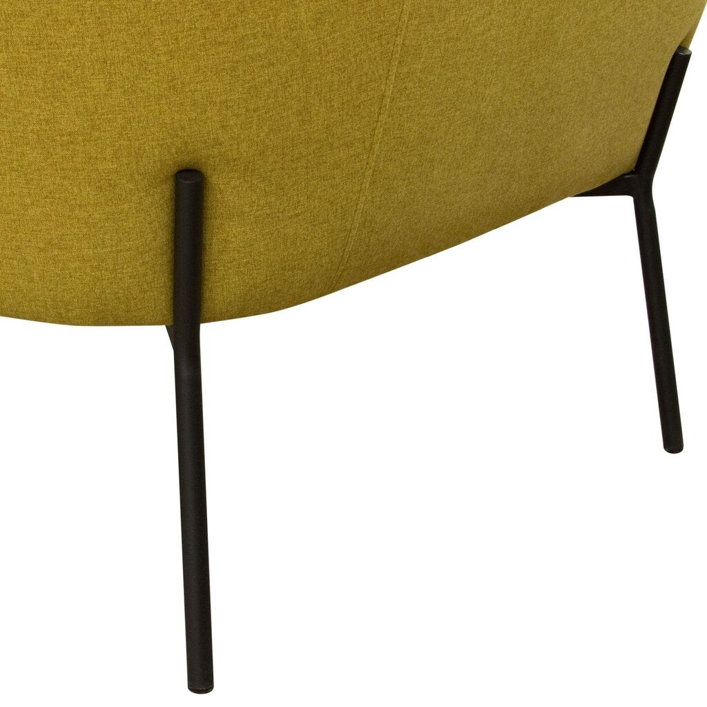 Modern Status Accent Chair in Plush Yellow Fabric with Stylish Metal Legs