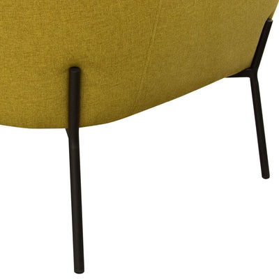 Modern Status Accent Chair in Plush Yellow Fabric with Stylish Metal Legs