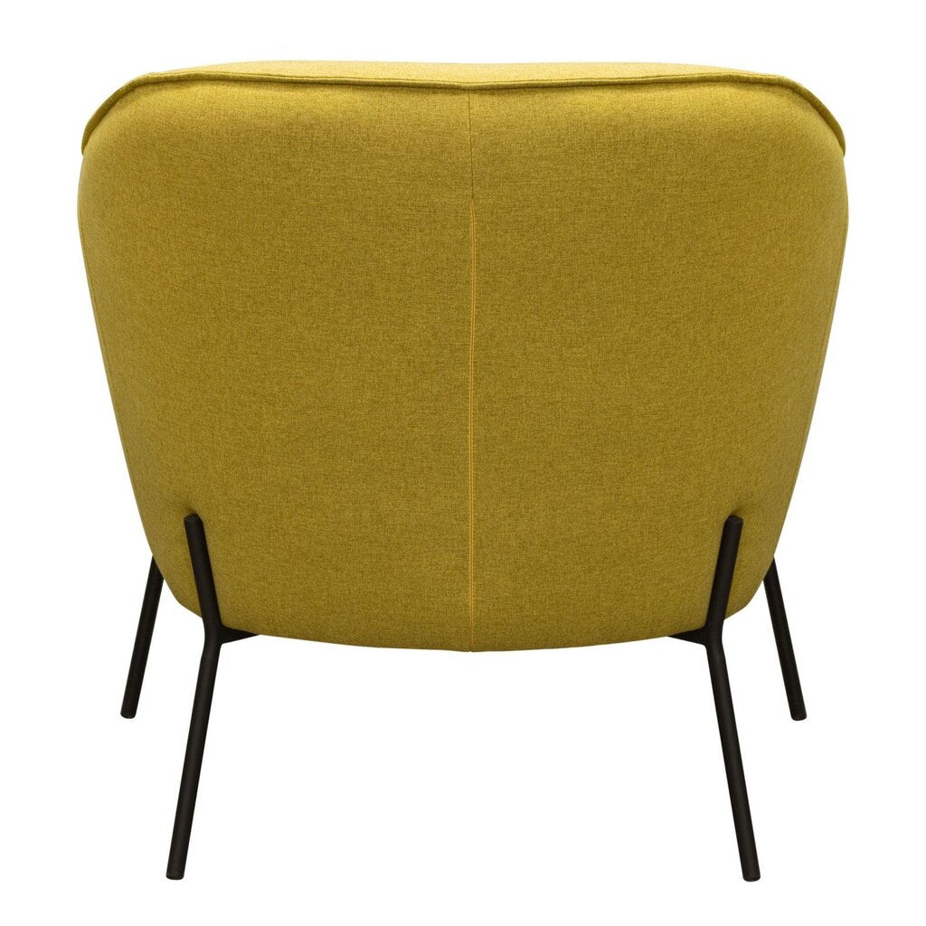 Modern Status Accent Chair in Plush Yellow Fabric with Stylish Metal Legs