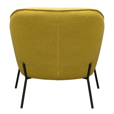 Modern Status Accent Chair in Plush Yellow Fabric with Stylish Metal Legs