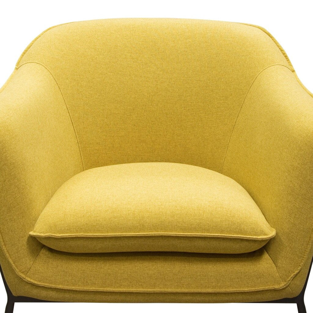 Modern Status Accent Chair in Plush Yellow Fabric with Stylish Metal Legs