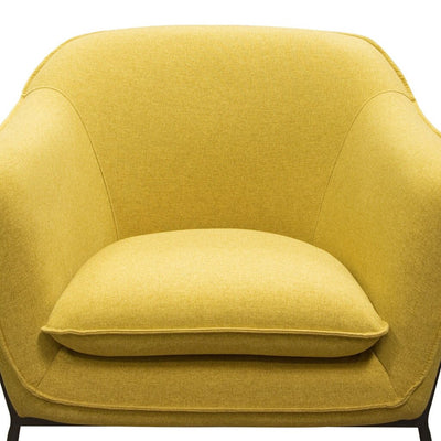 Modern Status Accent Chair in Plush Yellow Fabric with Stylish Metal Legs