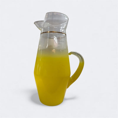 Vintage Blendo Frosted Yellow Pitcher and Tumbler Set (Set of 7)