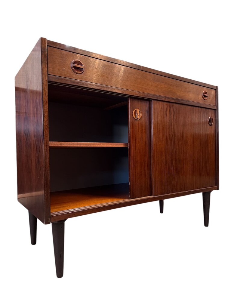 Mid Century Danish Rosewood Cabinet with Sliding Doors