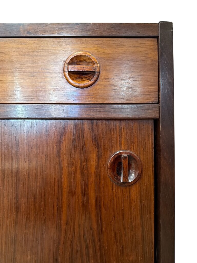 Mid Century Danish Rosewood Cabinet with Sliding Doors