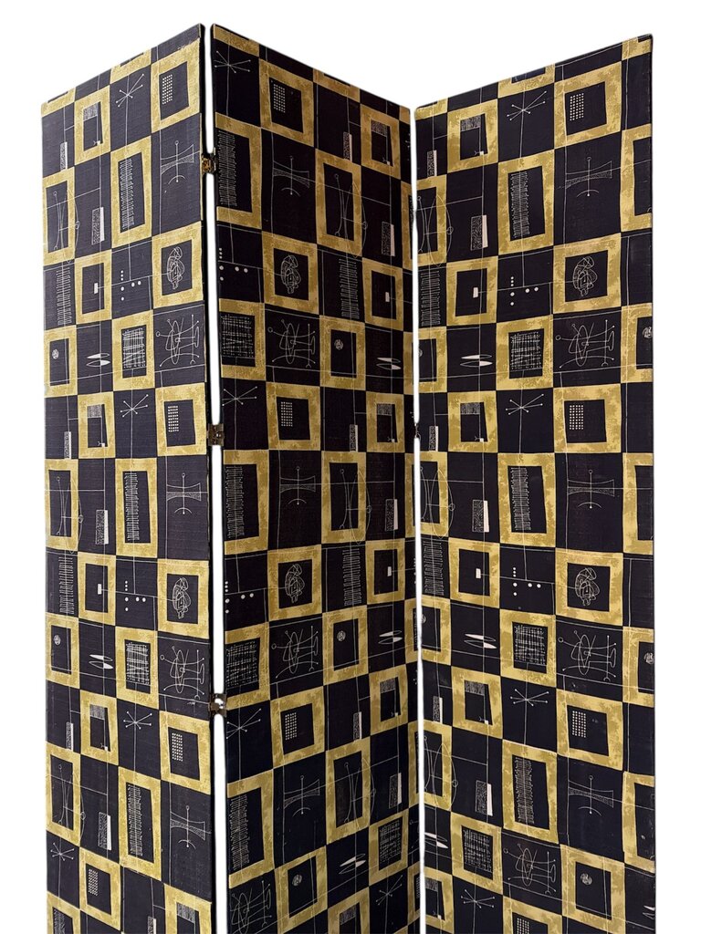 1950's British Room Divider Screen Covered with Sanderson Fabric of London (Three 8-foot by 2-foot Panels)