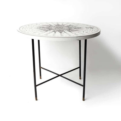 1960's Italian Round White Compass Table Attributed to Fornasetti
