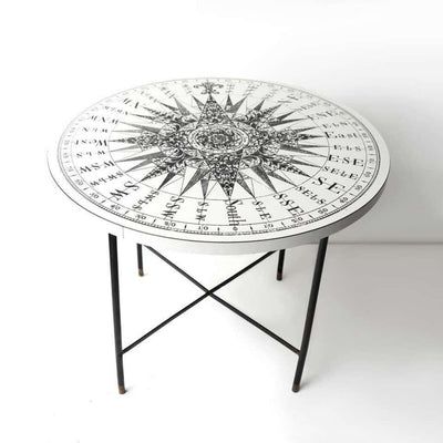 1960's Italian Round White Compass Table Attributed to Fornasetti