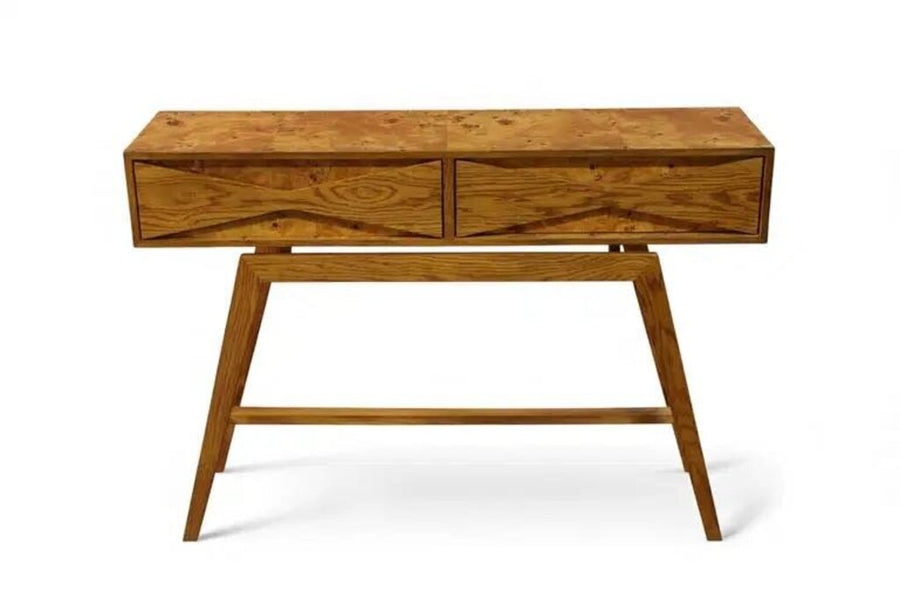 Modern Burlwood and Oak Console Table
