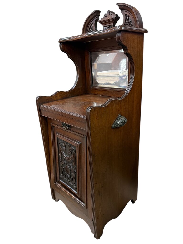 Antique Victorian Carved Walnut Coal Box