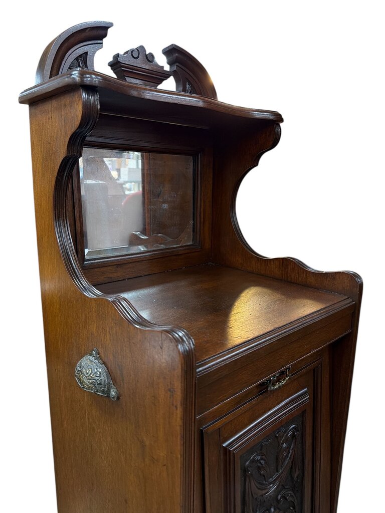 Antique Victorian Carved Walnut Coal Box