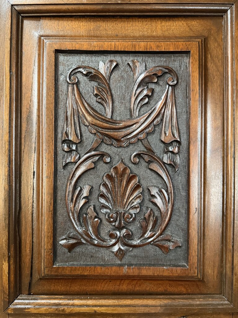 Antique Victorian Carved Walnut Coal Box