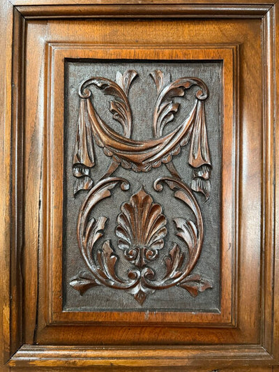 Antique Victorian Carved Walnut Coal Box