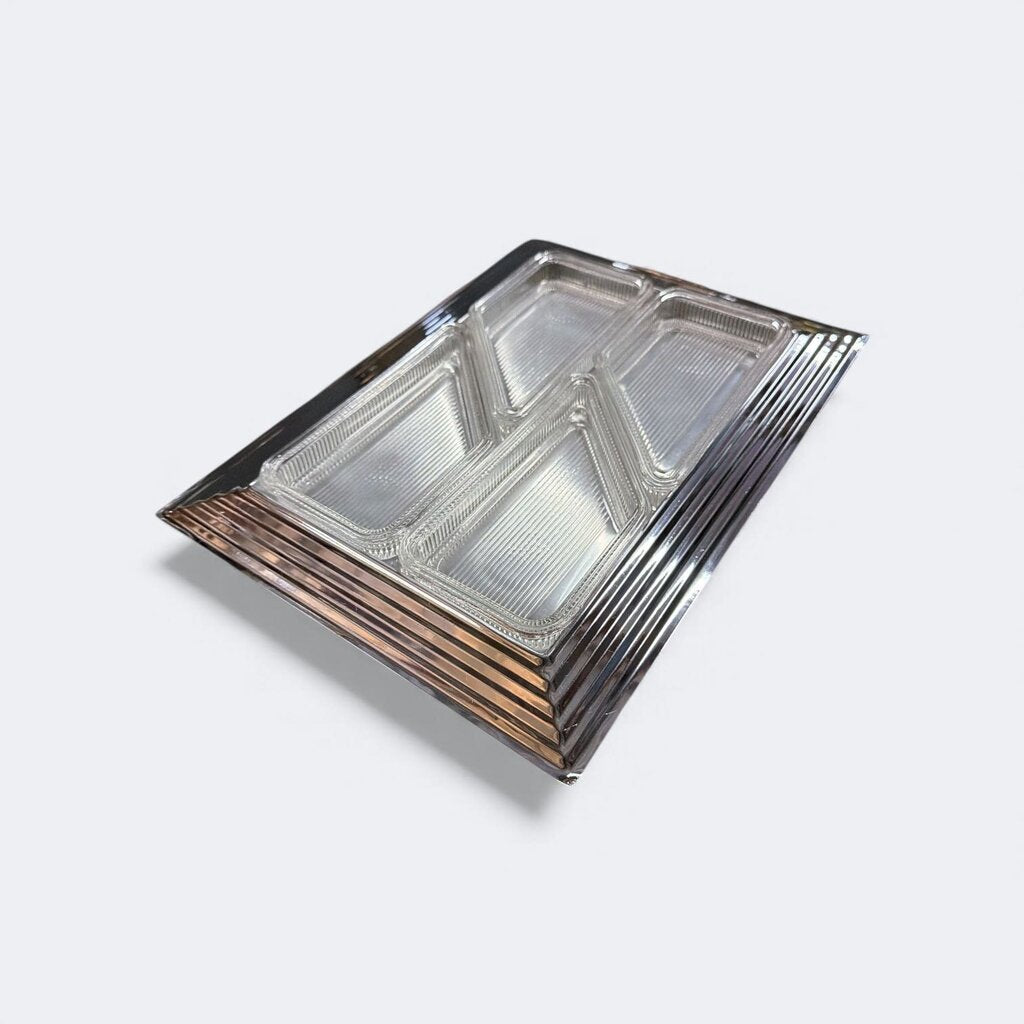 Norman Bel Geddes Rome New York Chrome Tray with Divided Dishes