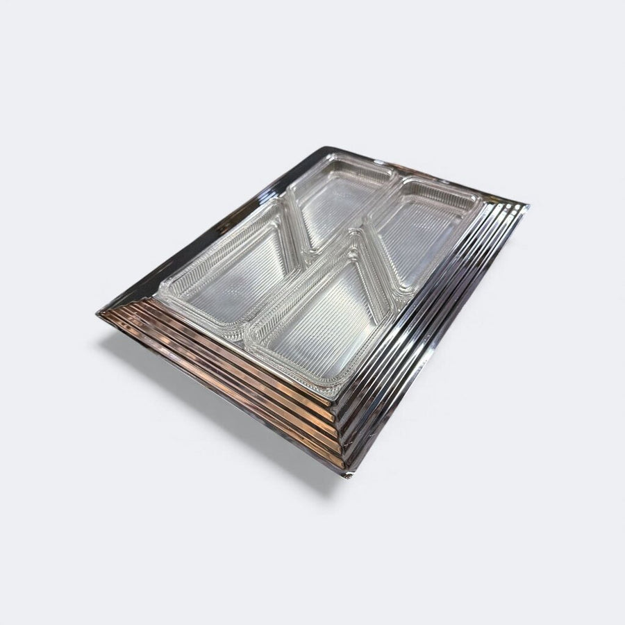 Norman Bel Geddes Rome New York Chrome Tray with Divided Dishes