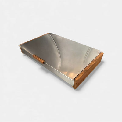 Mid Century Danish Modern Stainless Steel and Rosewood Playing Card Set or Cigarette Box