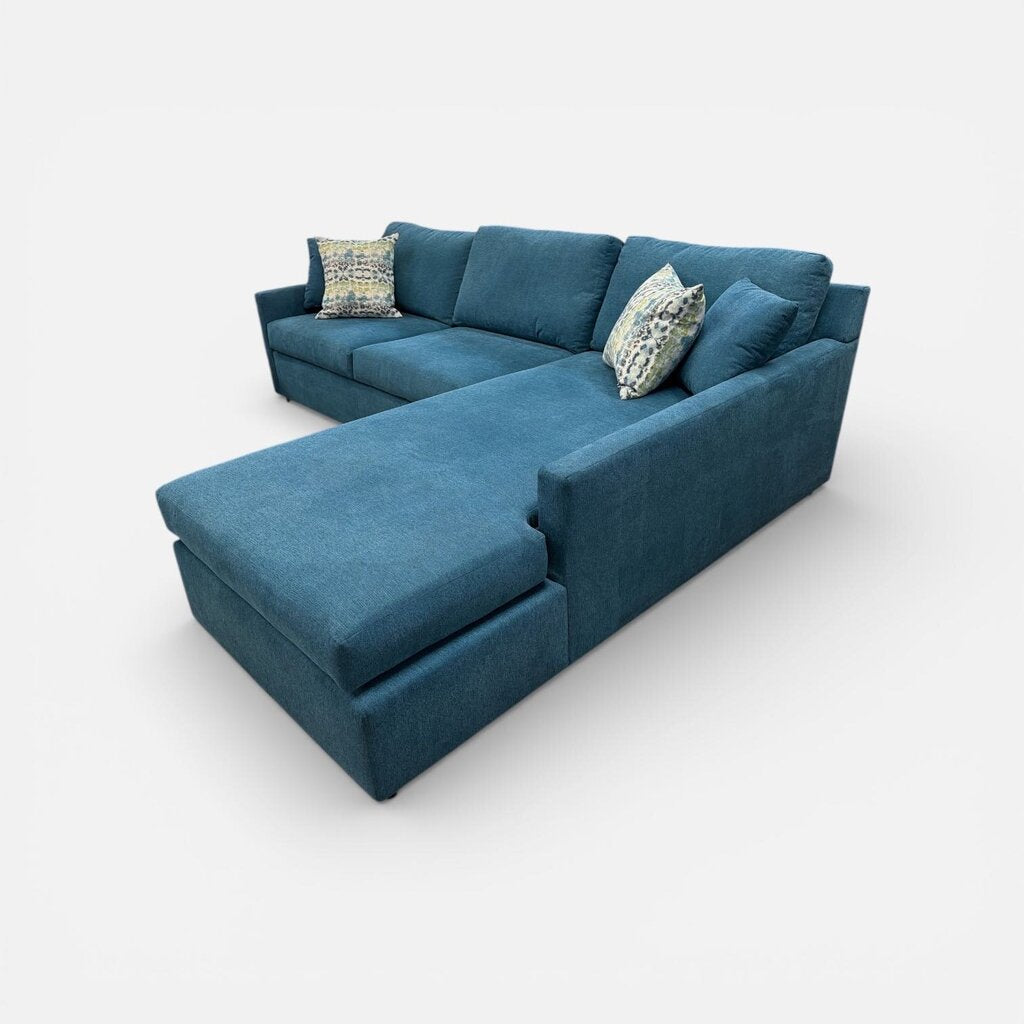 Blue L-Shape Sleeper Sectional Sofa w/Chaise End