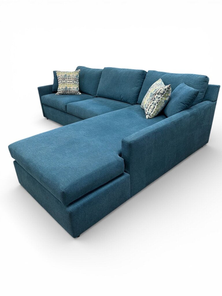 Blue L-Shape Sleeper Sectional Sofa w/Chaise End