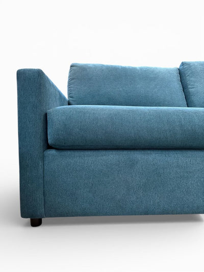 Blue L-Shape Sleeper Sectional Sofa w/Chaise End